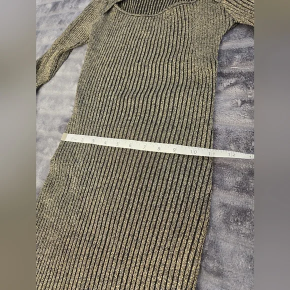 Say What Ribbed Knit Sparkly Long Sleeve Dress Size Medium - Picture 6 of 7